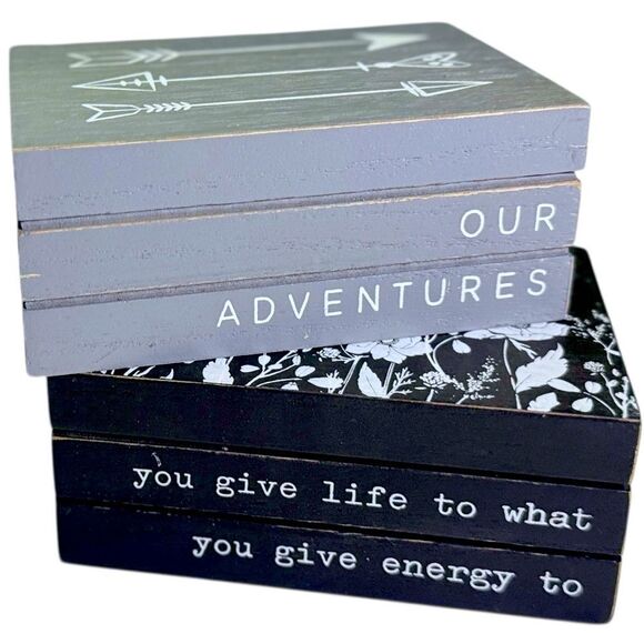 2pc Black & Gray Decorative Inspirational Memento Memory Keepsake Wood Boxes NEW - Picture 1 of 13